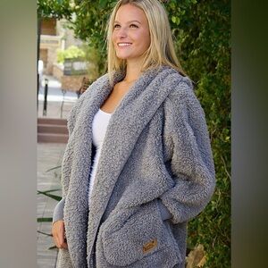 Nordic Beach Body Wrap- Grey Kitten One Size comfy warm fluffy sherpa campfire